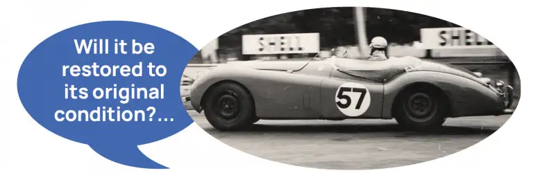 Infographic featuring a Jaguar XK120.