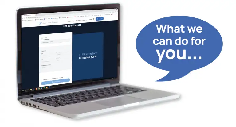 Laptop featuring a website form with a call to action.