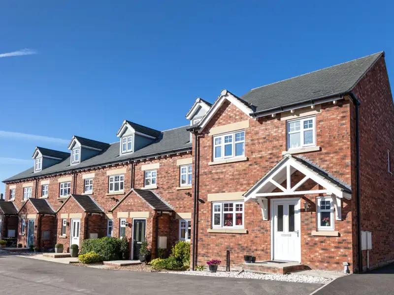 Row of new terraced houses.