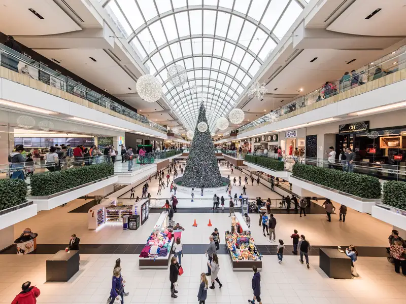 The central court of a large shopping mall.